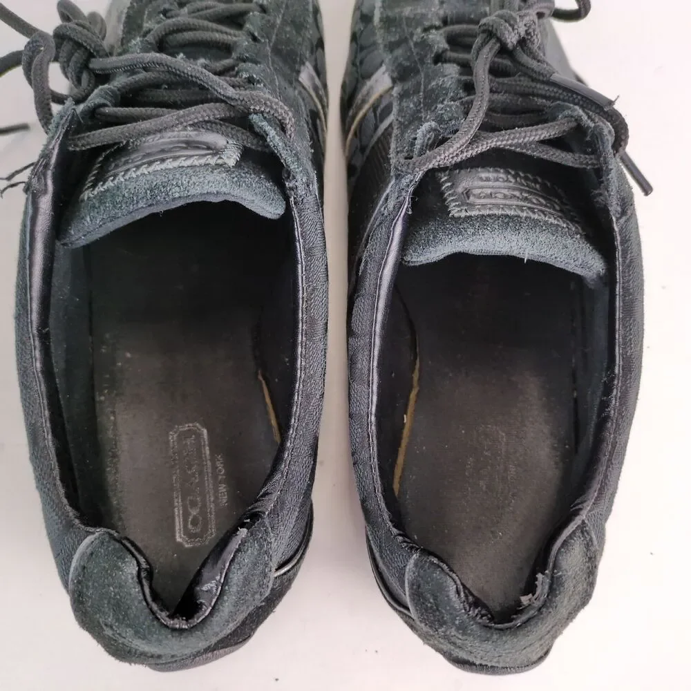 Coach Remonna Women's 8 Sneakers Driving Shoes Signature Jacquard & Black Suede - Picture 9 of 11